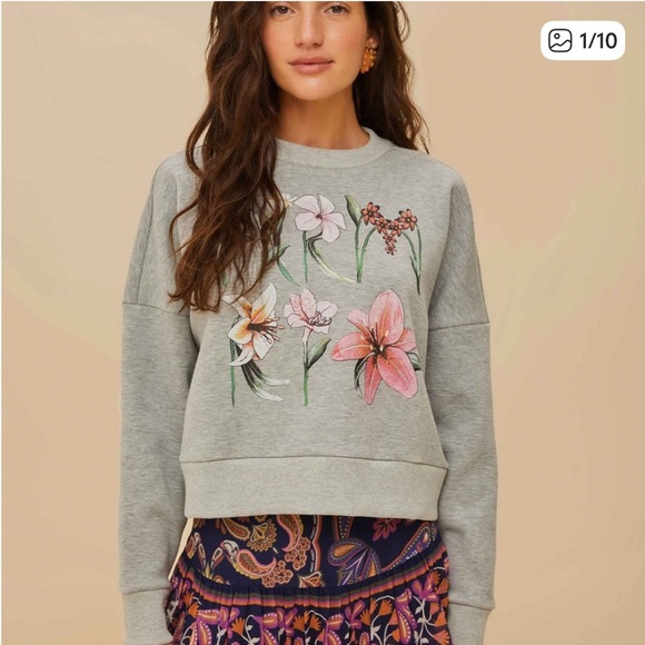 FARM Rio Sweaters - Farm Rio Flowers Pullover sweater